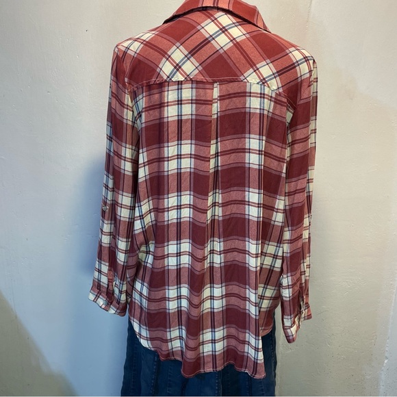 #0252 She + Sky Red Plaid Tunic w/ Button Cuffs-S - Picture 4 of 8
